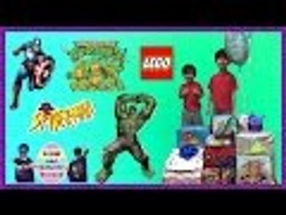 Opening Birthday Presents!! Avengers Hulk Captain America Spiderman TMNT | Liam and Taylor's Corner