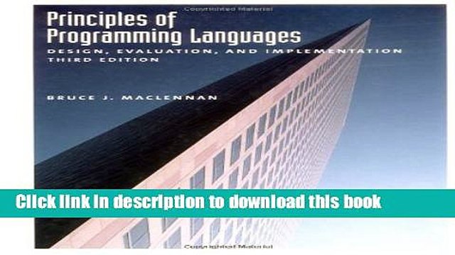 [Download] Principles of Programming Languages: Design, Evaluation, and Implementation Kindle Online