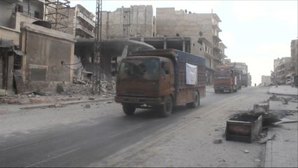 دخول قوافل المساعدات لأحياء حلب الشرقية