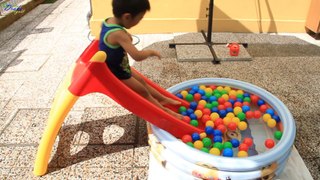 Playtime in the Minions Mini Pool with Lightning Mcqueen Slide Ourdoor Water Fun