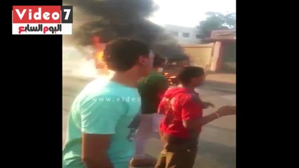 النيران تلتهم أتوبيس نقل ركاب فى شارع السودان بإمبابة دون إصابات