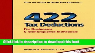 [Popular] 422 Tax Deductions: For Businesses   Self Employed Individuals Kindle Online