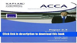 [Popular] ACCA Paper 2.3 FA 06 Business Taxation: Study Text Kindle Online