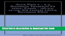 [Popular] Acca Part 2 - 2.3 Business Taxation Fa 2002: Kit (2003): Exam - 06-03, 12-03 Kindle Online