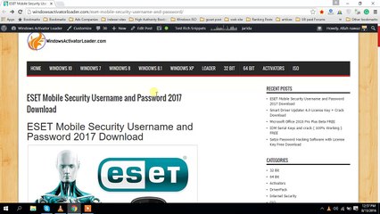 ESET Mobile Security Username and Password 2017 Download
