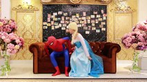 Spiderman vs Elsa Maleficent ! Frozen Elsa Kiss Thor Batman Joker Hulk Iron Man Spidergirl Catwoman