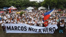 Protesta en Manila contra el entierro del exdictador Marcos en el Cementerio de los Héroes
