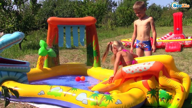 Игровой Центр Планета Динозавров Купаемся в бассейне Игры для Детей - Intex Dinosaur Play Center