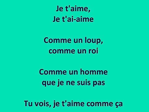 je t'aime karaoke (instrumental paroles), beautiful french song