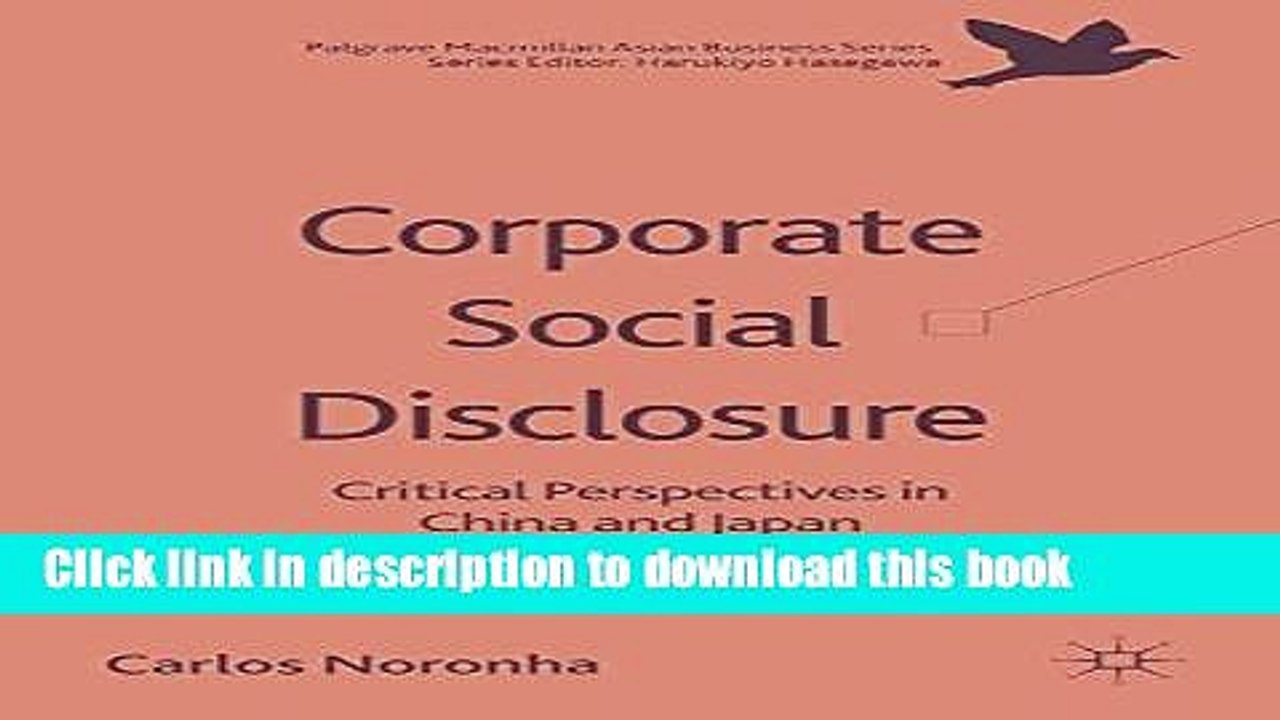 [Download] Corporate Social Disclosure: Critical Perspectives in China and Japan (The Palgrave