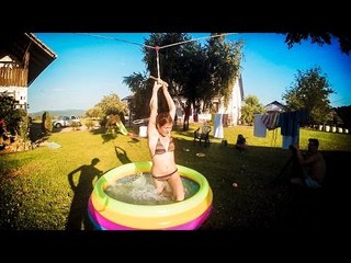 Awesome Backyard Zipline Leads Into Tiny Pool