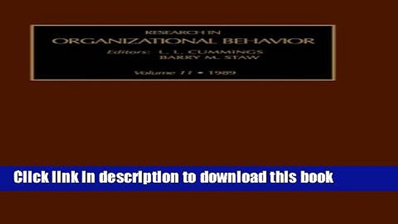 [Download] Research in Organizational Behavior, Volume 10 Paperback Collection