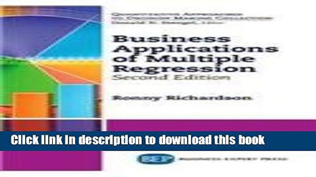 [Download] Business Applications of Multiple Regression, Second Edition Hardcover Collection