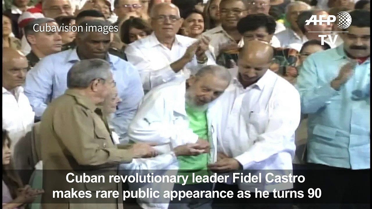 Cuba's Fidel Castro makes public appearance for 90th birthday