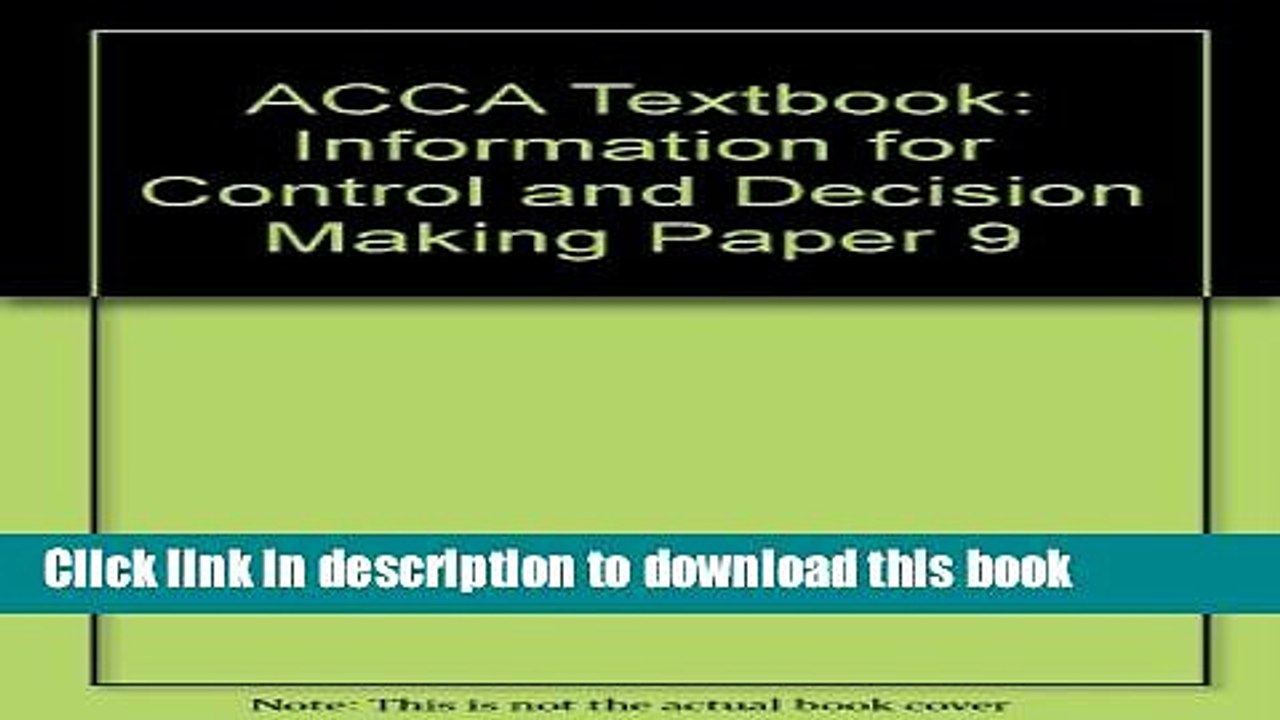 [Download] ACCA Textbook: Information for Control and Decision Making Paper 9 Hardcover Collection