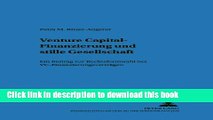 [Download] Venture Capital-Finanzierung und stille Gesellschaft: Ein Beitrag zur Rechtsformwahl