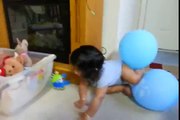 Baby trapped in baloon rescues himself Funny Baby Trapped