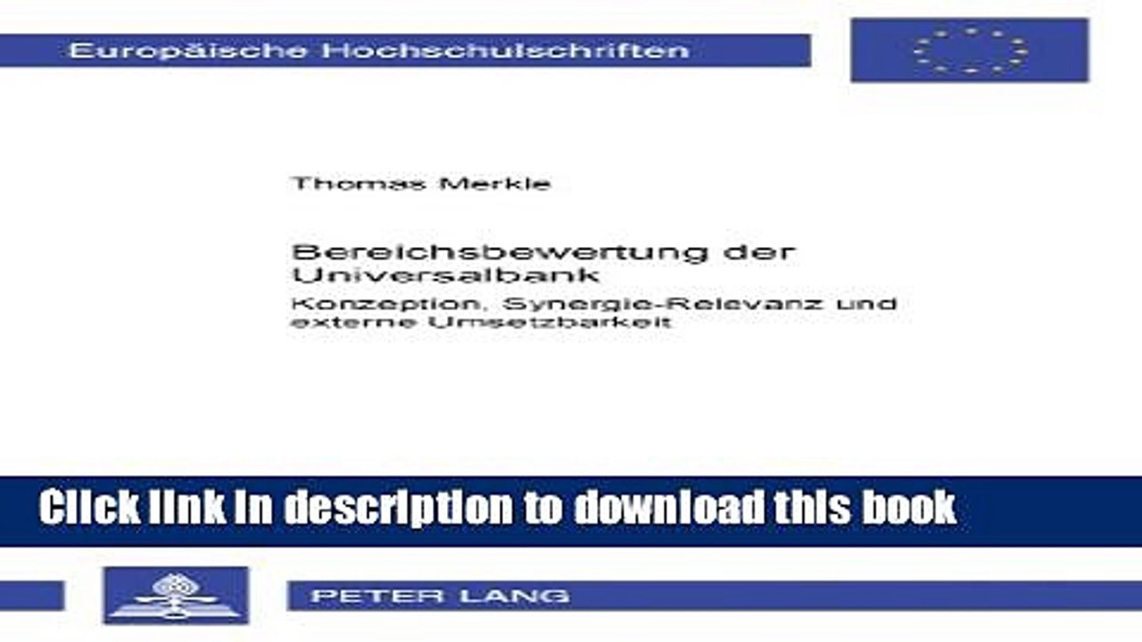 [Download] Bereichsbewertung der Universalbank: Konzeption, Synergie-Relevanz und externe