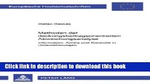 [Download] Methoden der deckungsbeitragsorientierten Abweichungsanalyse: Information, Anreiz und