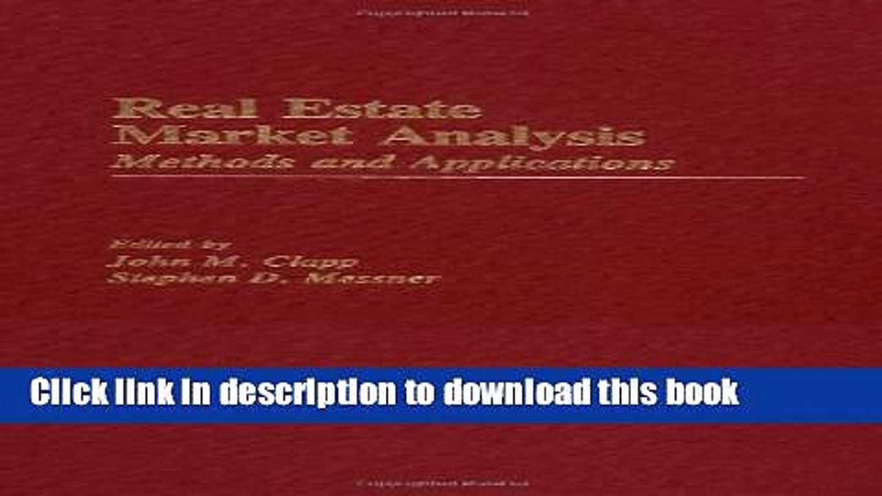 [Download] Real Estate Market Analysis: Methods and Applications Paperback Online