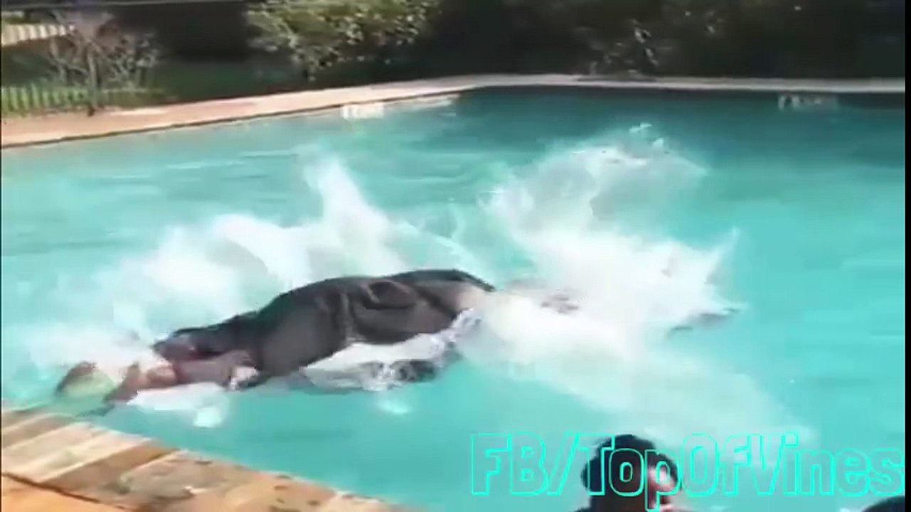 fat man swimming