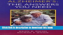 [Popular] Alzheimers: The Answers You Need Hardcover Free