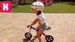 Балансир и супер шлем M-cro Катя учится ездить на беговеле Катаемся на велобеге Конфеты для фанов
