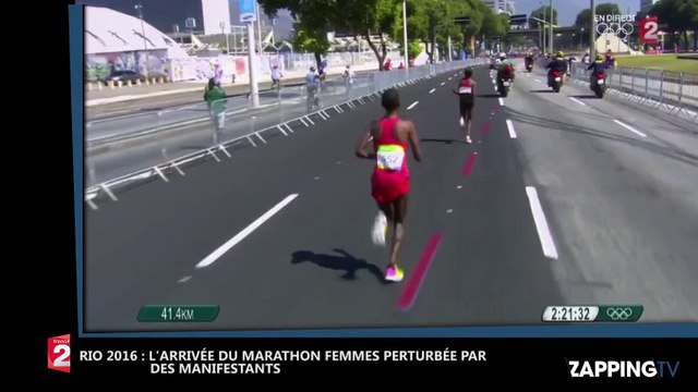 JO de Rio 2016 : Des manifestants perturbent l’arrivée du marathon femmes (Vidéo)