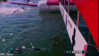 Aurelie Muller appears to grapple with Rachele Bruni in 10km swim