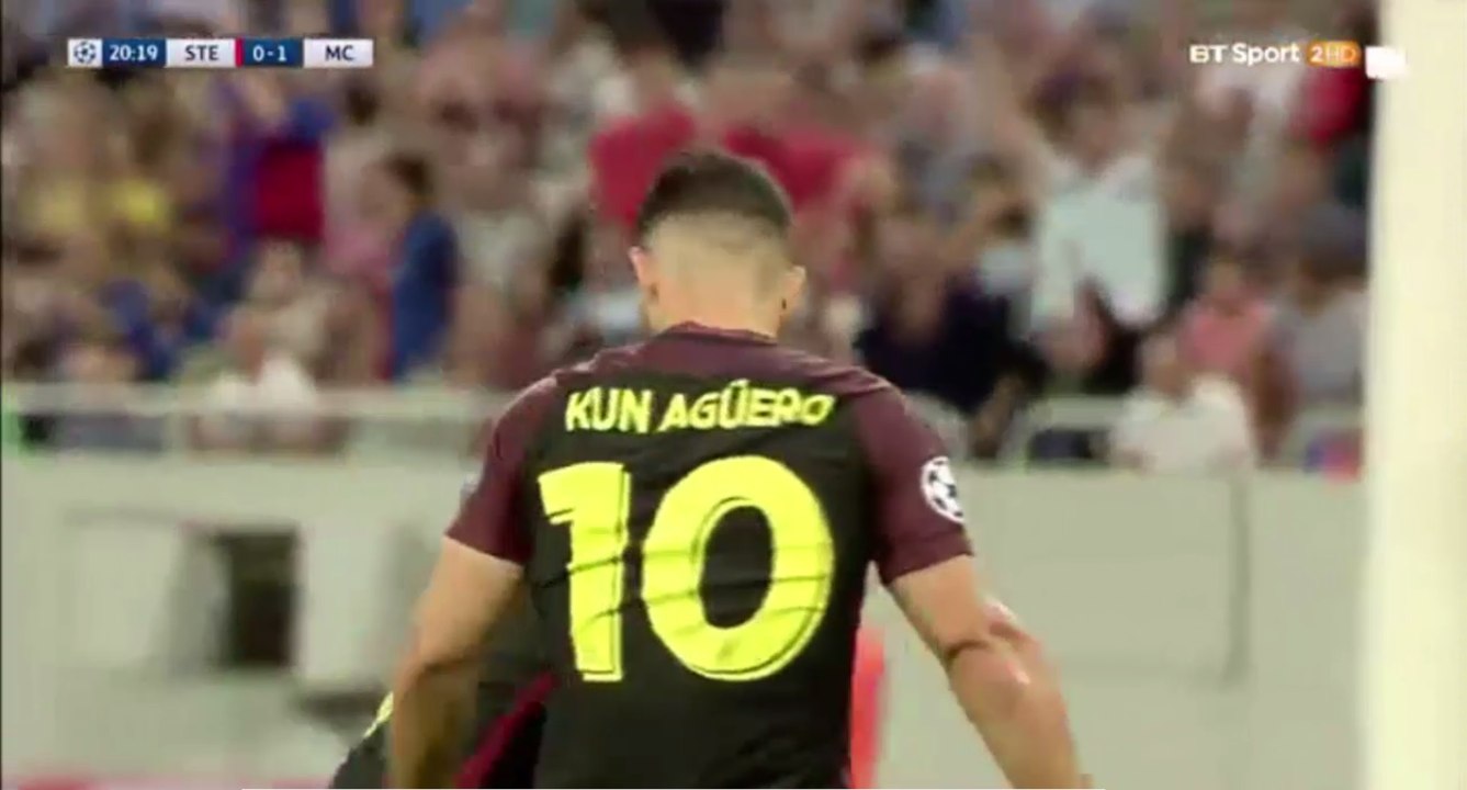 sergio aguero - another penalty miss - manchester city 1-0 Steaua Bucuresti [16/8/2016] HD