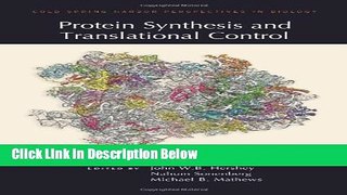 Ebook Protein Synthesis and Translational Control (Cold Spring Harbor Perspectives in Biology)