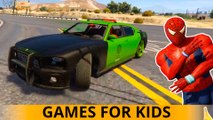 Policeman Spiderman Cartoon with COLOR Police car for Kids Children Nursery Rhymes Songs N18