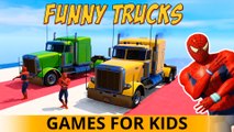 COLORS TRUCKS for KIDS in Spiderman Cartoon for Children FUN Nursery Rhymes Songs w Lirycs & Action