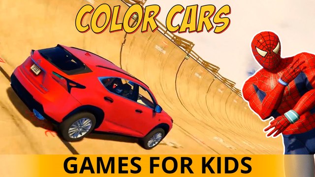 Spiderman Cartoon COLOR CARS for Kids - FUN SUVs with Children Nursery Rhymes Songs