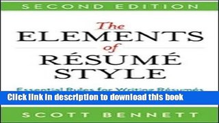 [Popular Books] The Elements of Resume Style: Essential Rules for Writing Resumes and Cover