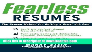 [PDF] Fearless Resumes: The Proven Method for Getting a Great Job Fast Download Online