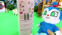 アンパンマン おもちゃアニメ コキンちゃんの冷蔵庫 ばいきんまんのつまみ食い ごっこ遊び 人形劇 Anpanman Toy animation