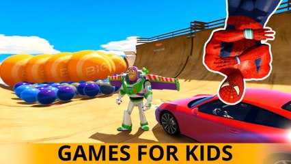 FUNTIME with BUZZ & Spideman! Toy Story Plus Cars Cartoon for Kids Funny Nursery Rhymes Songs