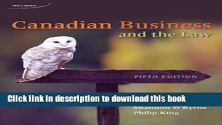 [Popular] Canadian Business and the Law Paperback Free