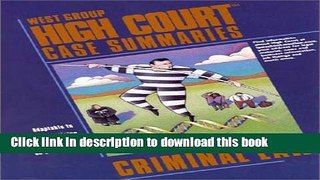 [Popular] High Court Case Summaries on Criminal Law Hardcover Free