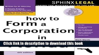 [Popular] How to Form a Corporation in Florida Hardcover OnlineCollection