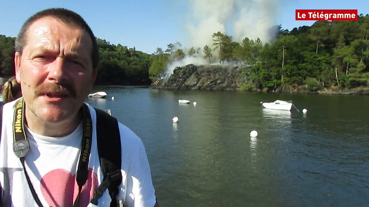 Caurel (22). Feu de forêt à Guerlédan