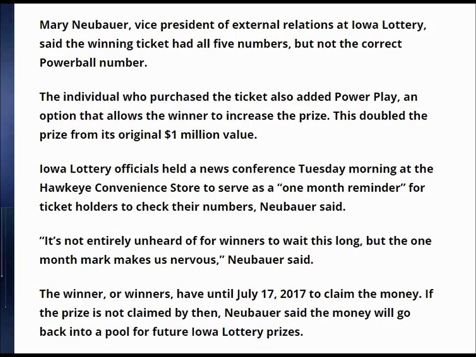 Iowa Lottery – Unclaimed $2 million prize sold at Cedar Rapids store