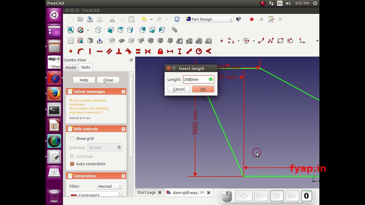 Freecad tutorial : Extrute and stl export - model for dam breaking