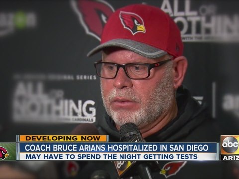 Arizona Cardinals’ coach Bruce Arians hospitalized in San Diego