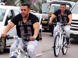Video Salman khan Cycling on the road in public