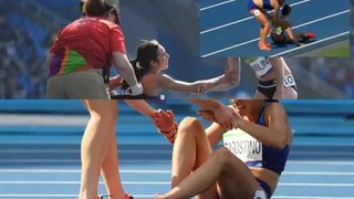 [REAL]US and New Zealand runners help each other after fall in 5000m(VIDEO)