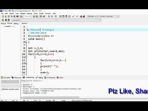 Pascal Triangle program in c(with source code)(HD)