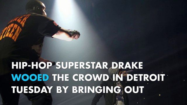 Drake brings out 'greatest rapper' Eminem to raucous ovation at Detroit concert