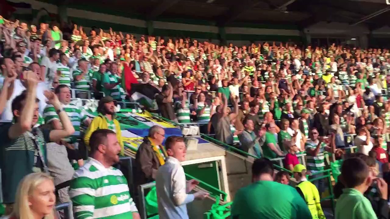 Celtic Fans Standing Section -  Palestine Flags - Celtic Symphony